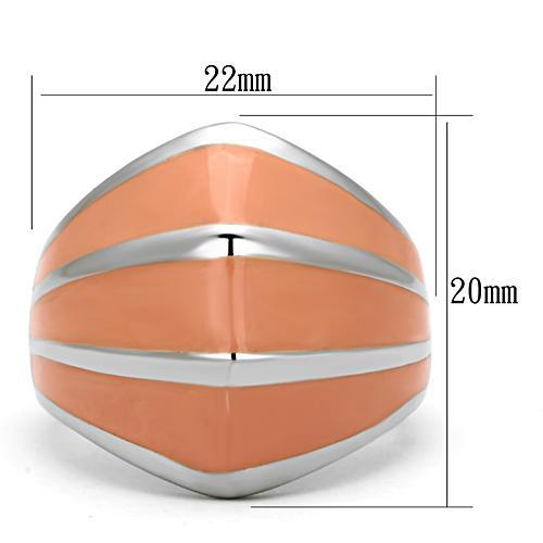 TK822 - High polished (no plating) Stainless Steel Ring with Epoxy in Orange