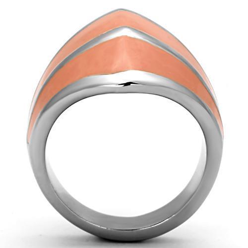 TK822 - High polished (no plating) Stainless Steel Ring with Epoxy in Orange