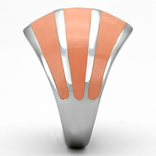 TK822 - High polished (no plating) Stainless Steel Ring with Epoxy in Orange