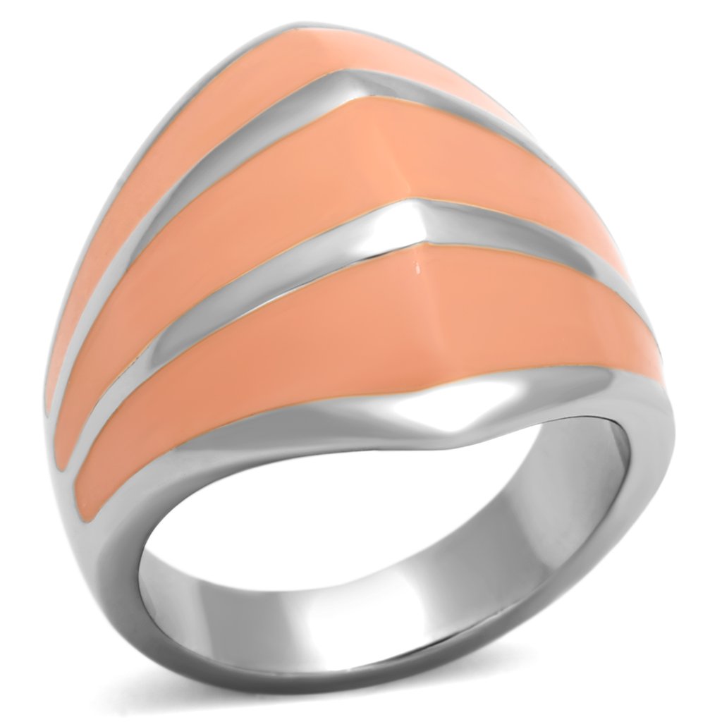 TK822 - High polished (no plating) Stainless Steel Ring with Epoxy in Orange