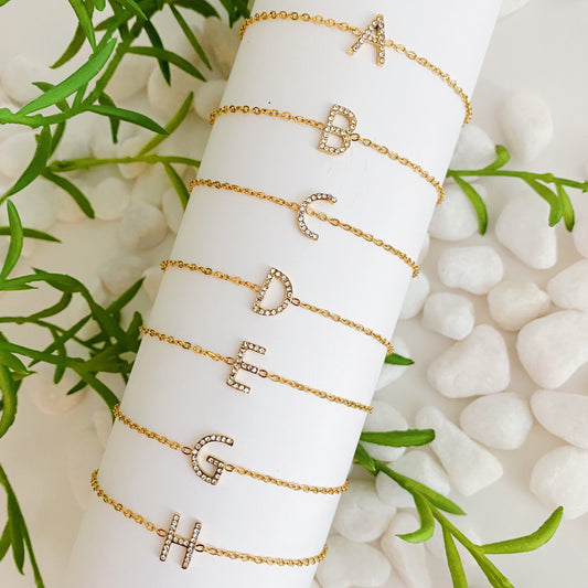 Dainty Sparkle Initial Bracelet